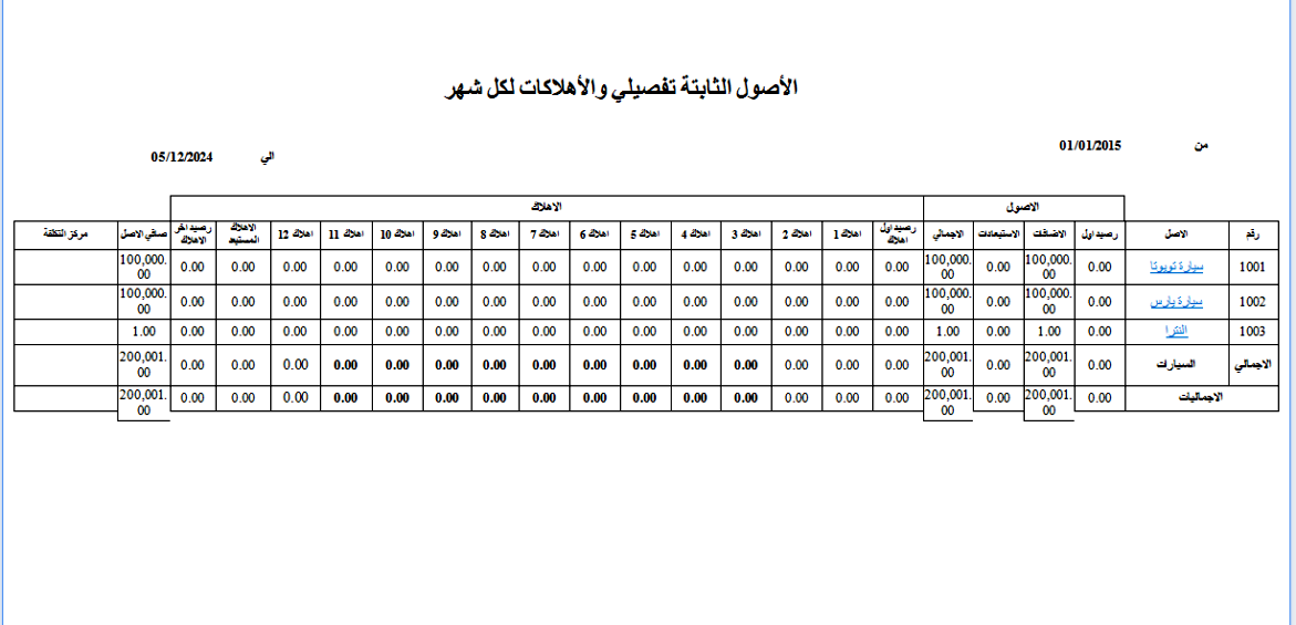 قيود الاهلاك في برنامج حسابات أكفليكس